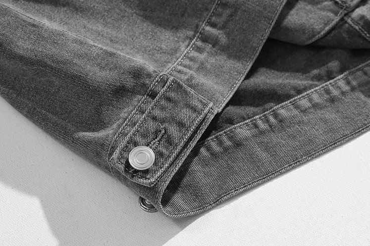 RT No. 5571 GRAY MANDARIN COLLAR DENIM JK & WIDE STRAIGHT JEANS Product Image