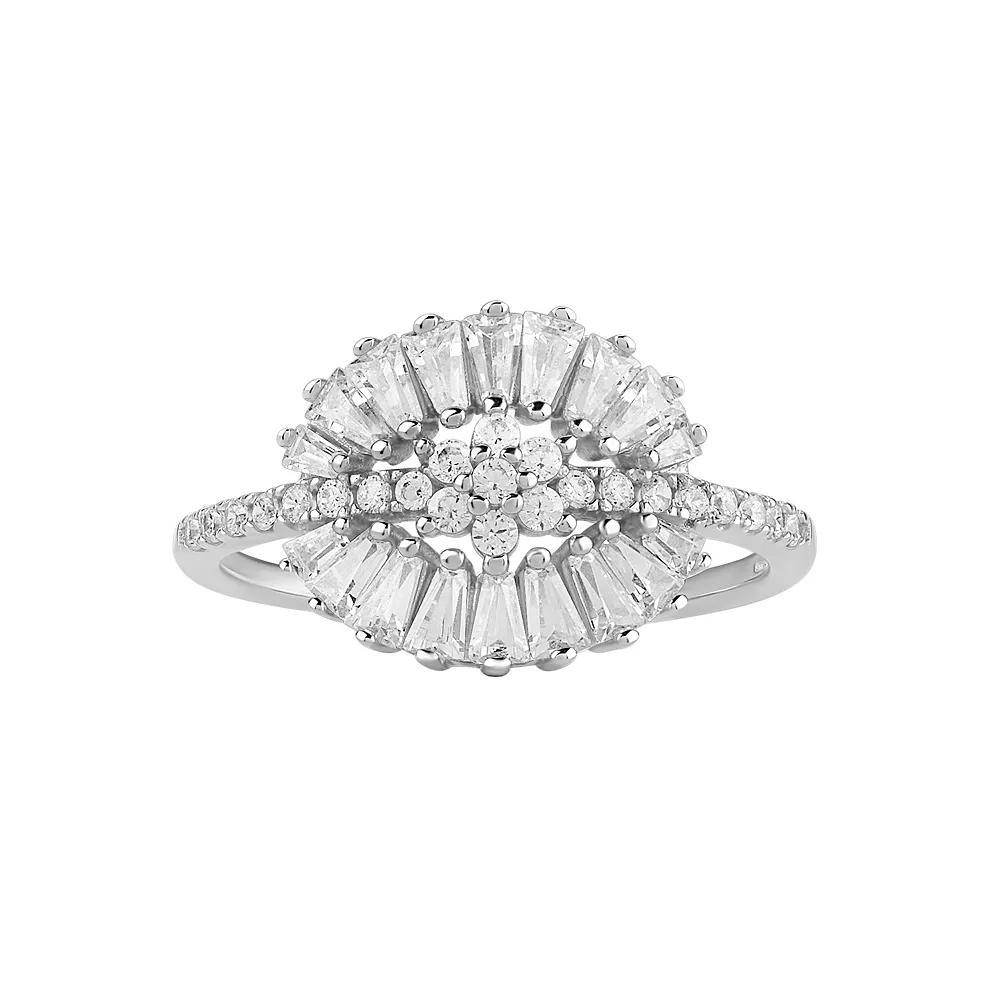 PRIMROSE Sterling Silver Cubic Zirconia Flower Ring, Womens Sterliing Product Image