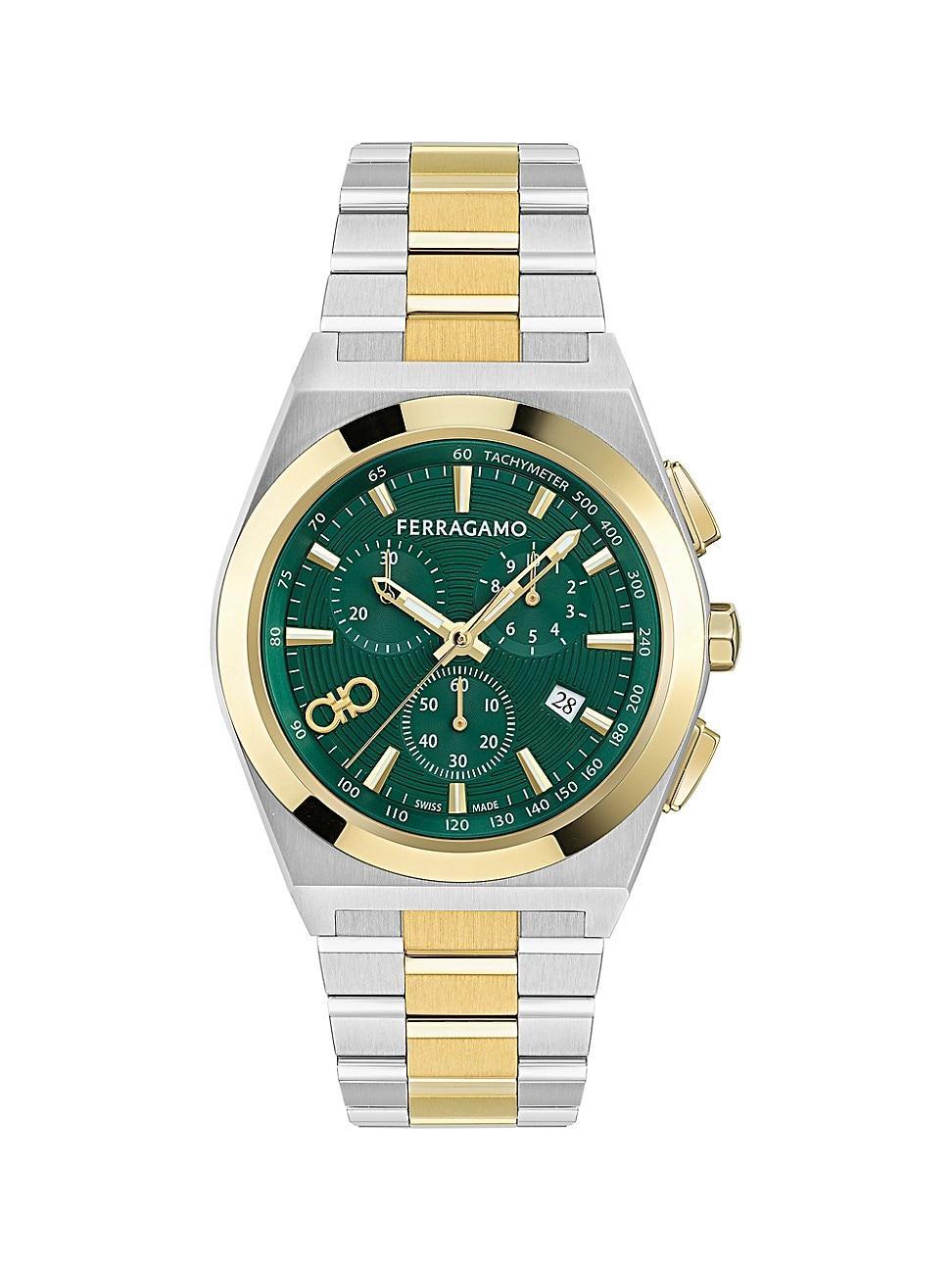 Mens Vega Upper East Chrono Two-Tone Bracelet Watch, 42mm Product Image