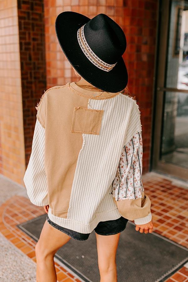 Pumpkin Picking Knit Color Block Top Product Image