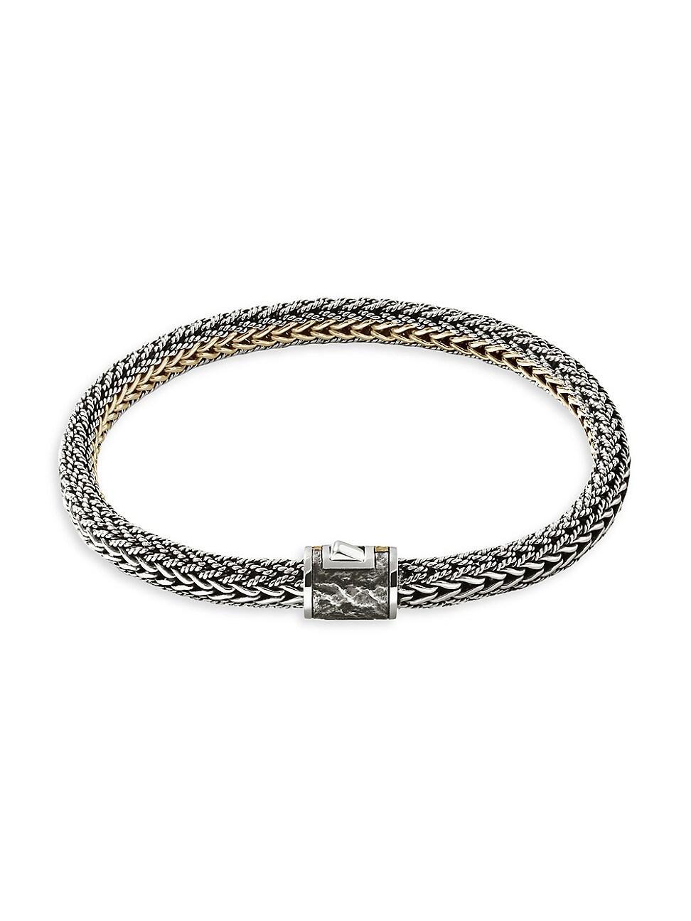 Womens Classic Chain Sterling Silver & 18K Yellow Gold Reversible Bracelet Product Image