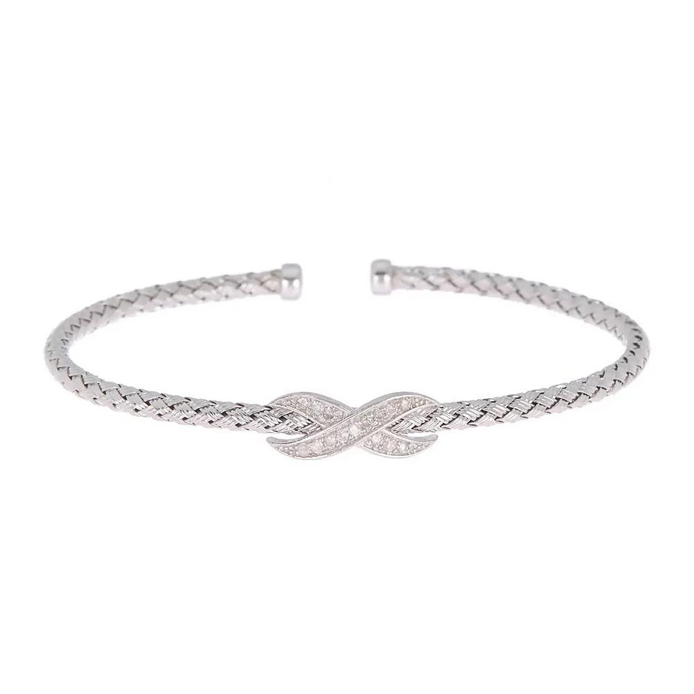 Meshmerise Sterling Silver 1/6 Carat T.W. Diamond Infinity Sign Bracelet, Women's, Size: 7" Product Image
