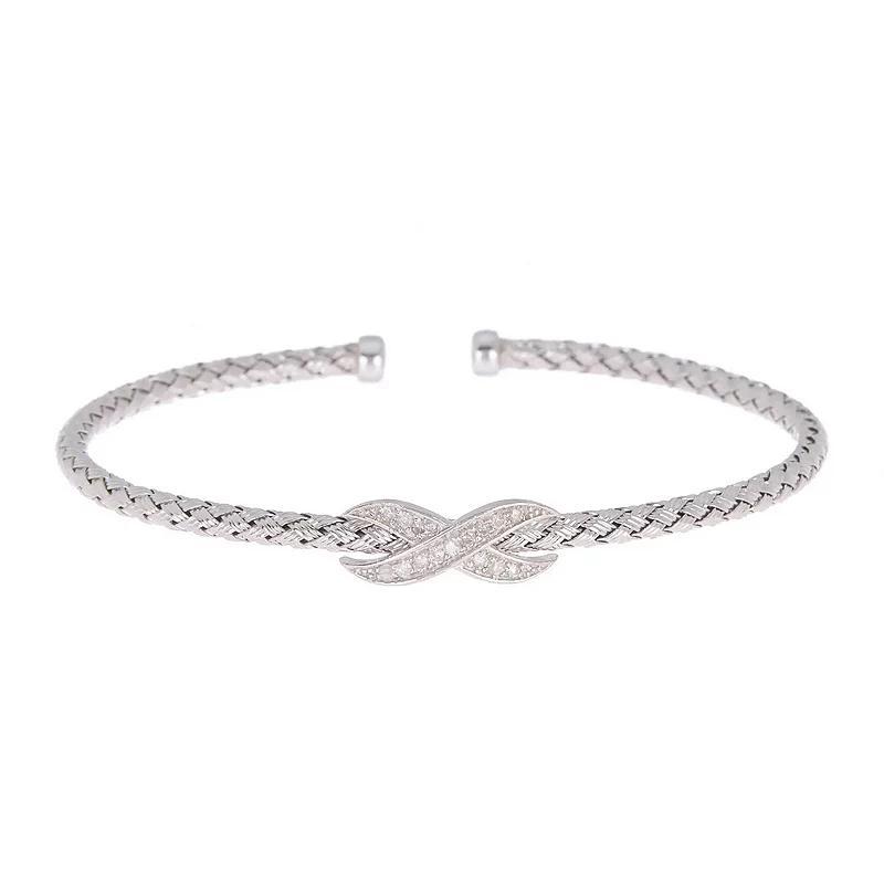 Meshmerise Sterling Silver 1/6 Carat T.W. Diamond Infinity Sign Bracelet, Women's, Size: 7" Product Image