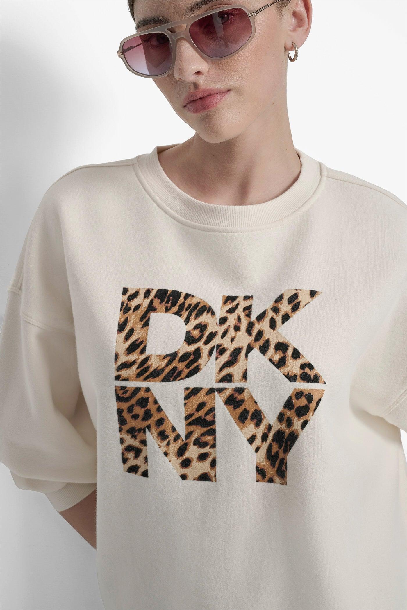 DKNY STACKED ANIMAL PRINT FLOCKING LOGO LONGLINE Product Image