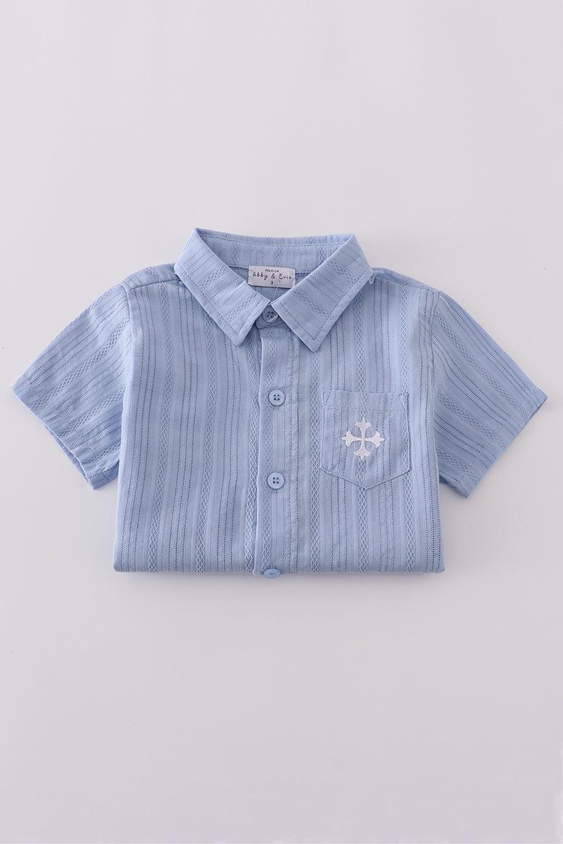 Premium Gray muslin boy shorts set Product Image
