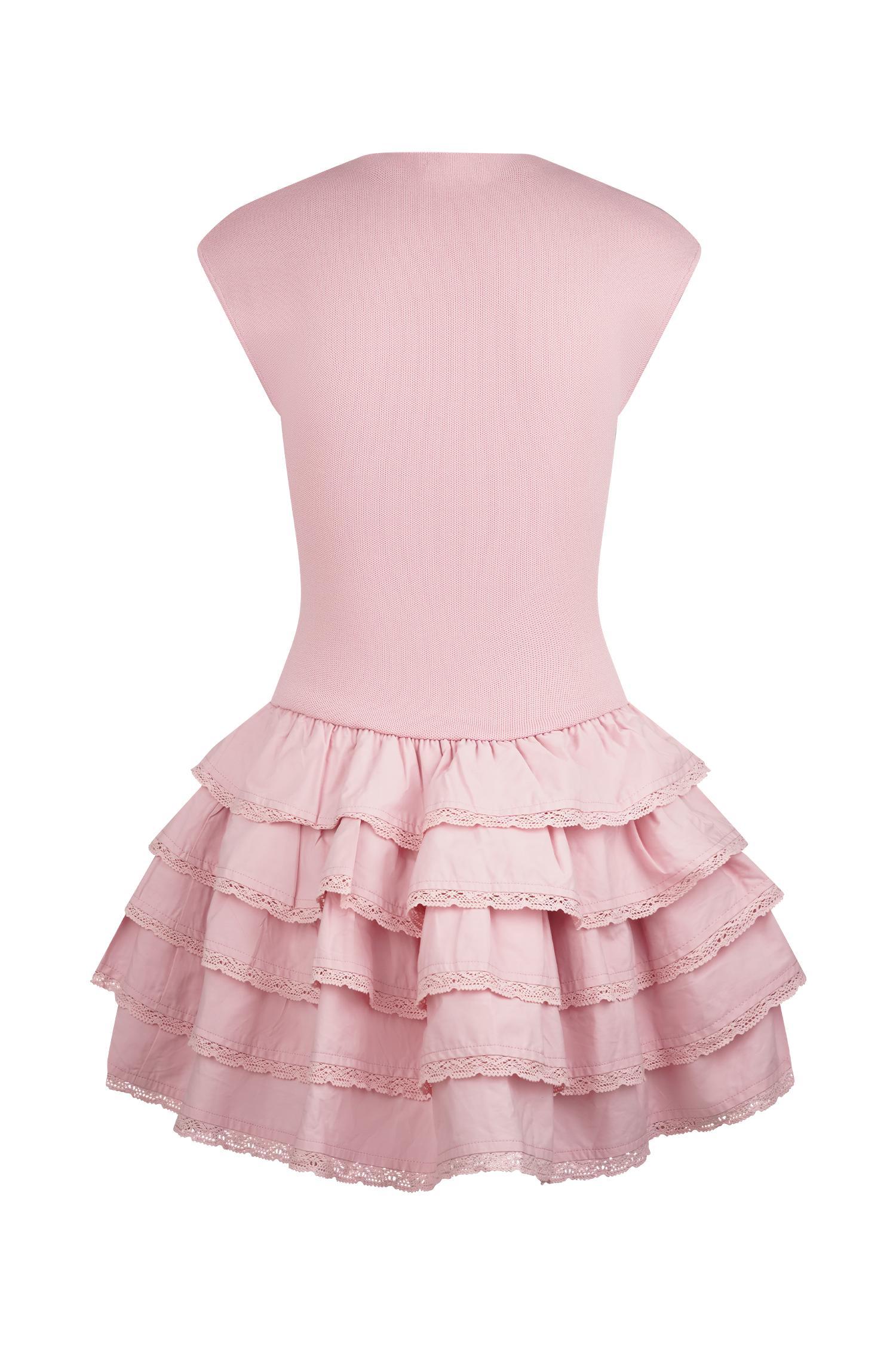 Maeve Ruffle Knit Mini Dress - Dusty Pink Product Image