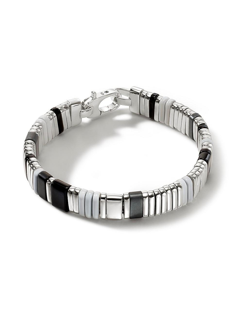 Womens Classic Chain Sterling Silver & Mixed-Media Beaded Bracelet Product Image