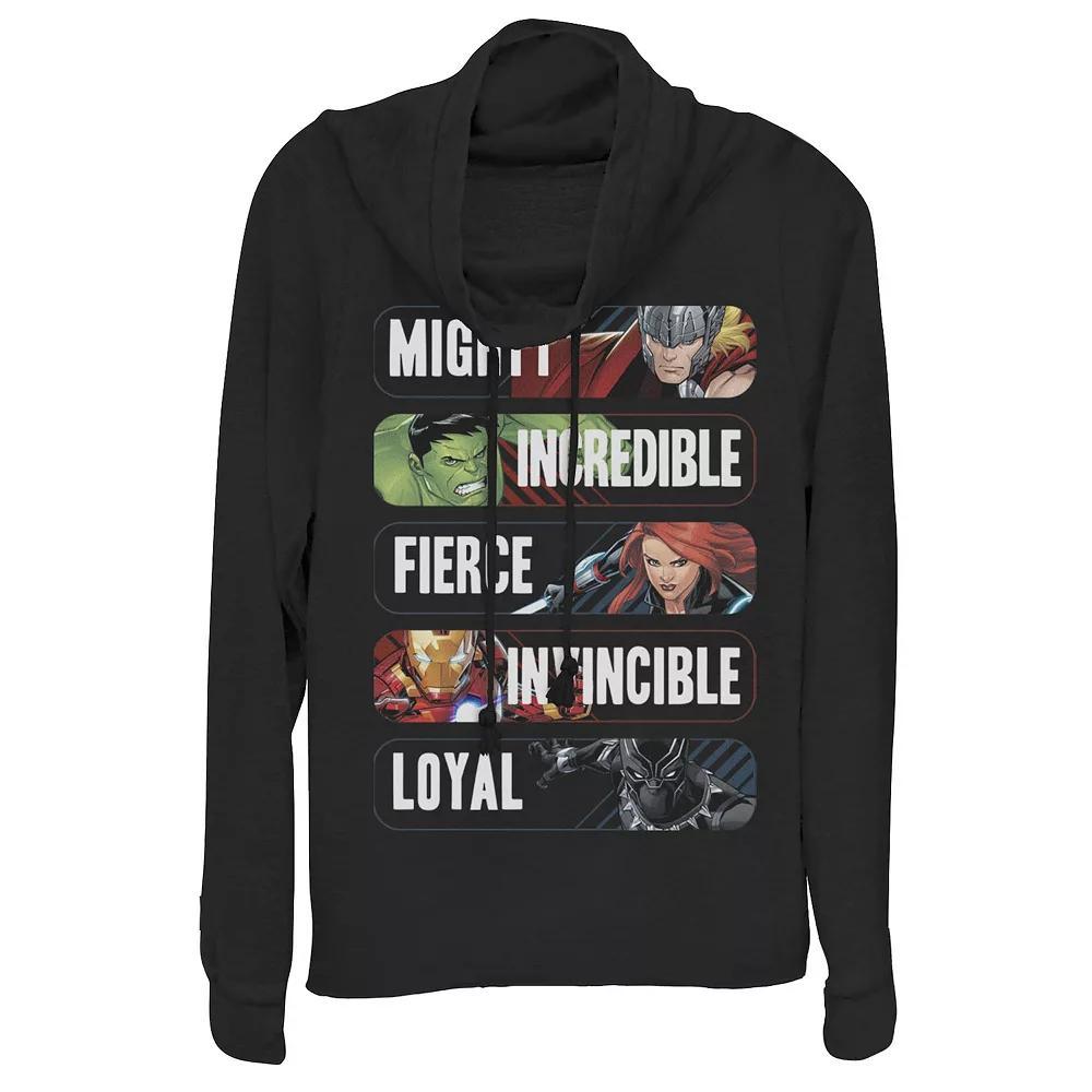 Juniors' Marvel Avengers Inspirational Group Shot Cowlneck Graphic Lightweight Long Sleeve, Girl's, Size: Medium, Black Product Image