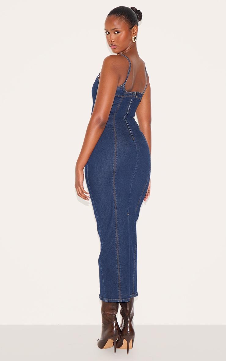 Indigo Cami Strap Denim Midaxi Dress Product Image