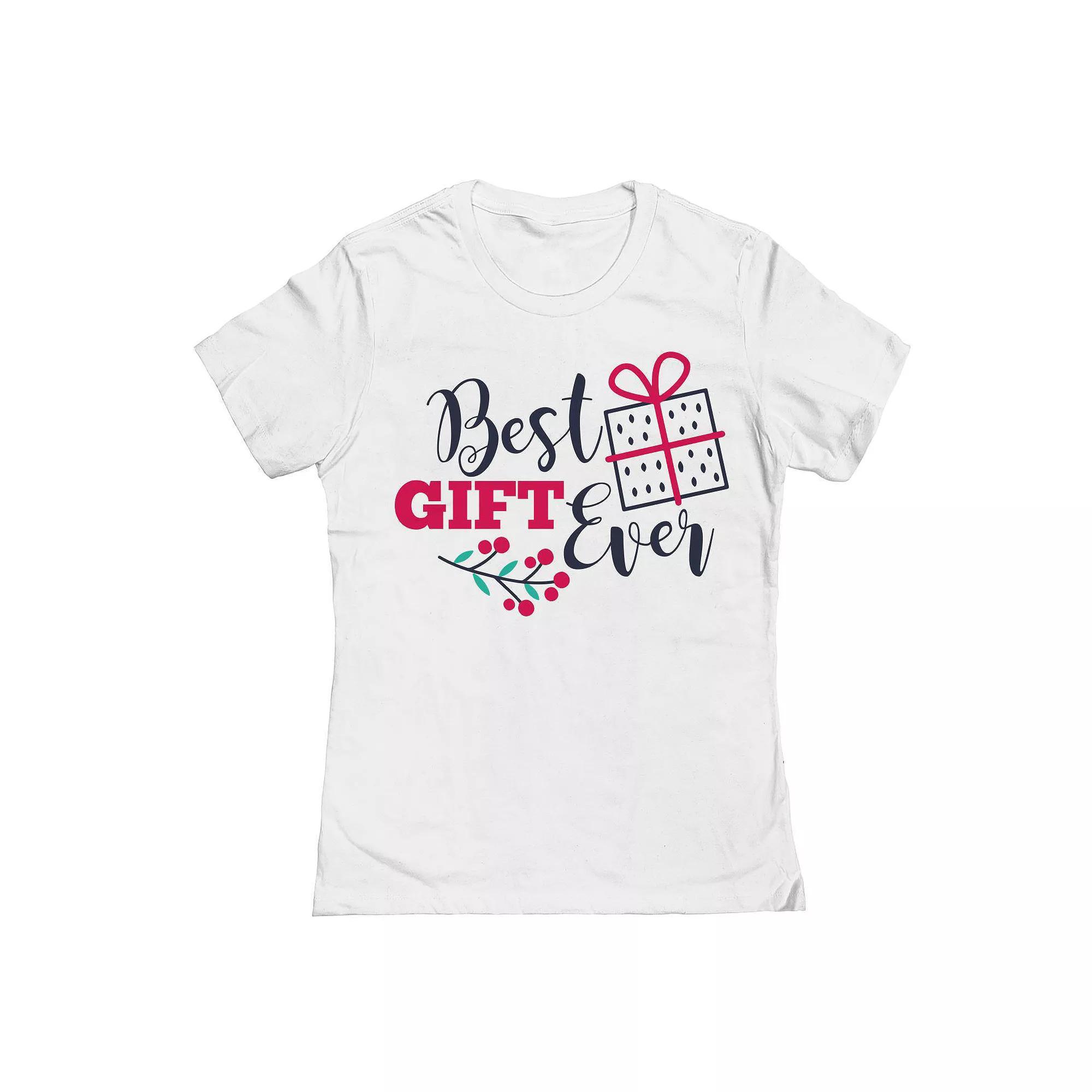 Junior's Christmas Best Gift Ever Graphic Tee, Women's, Size: Large, White Product Image