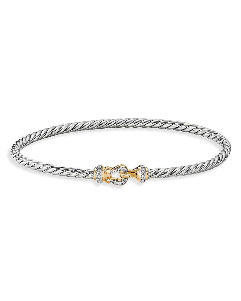 3mm Buckle Helena Bracelet with Diamonds, Silver and Gold Product Image