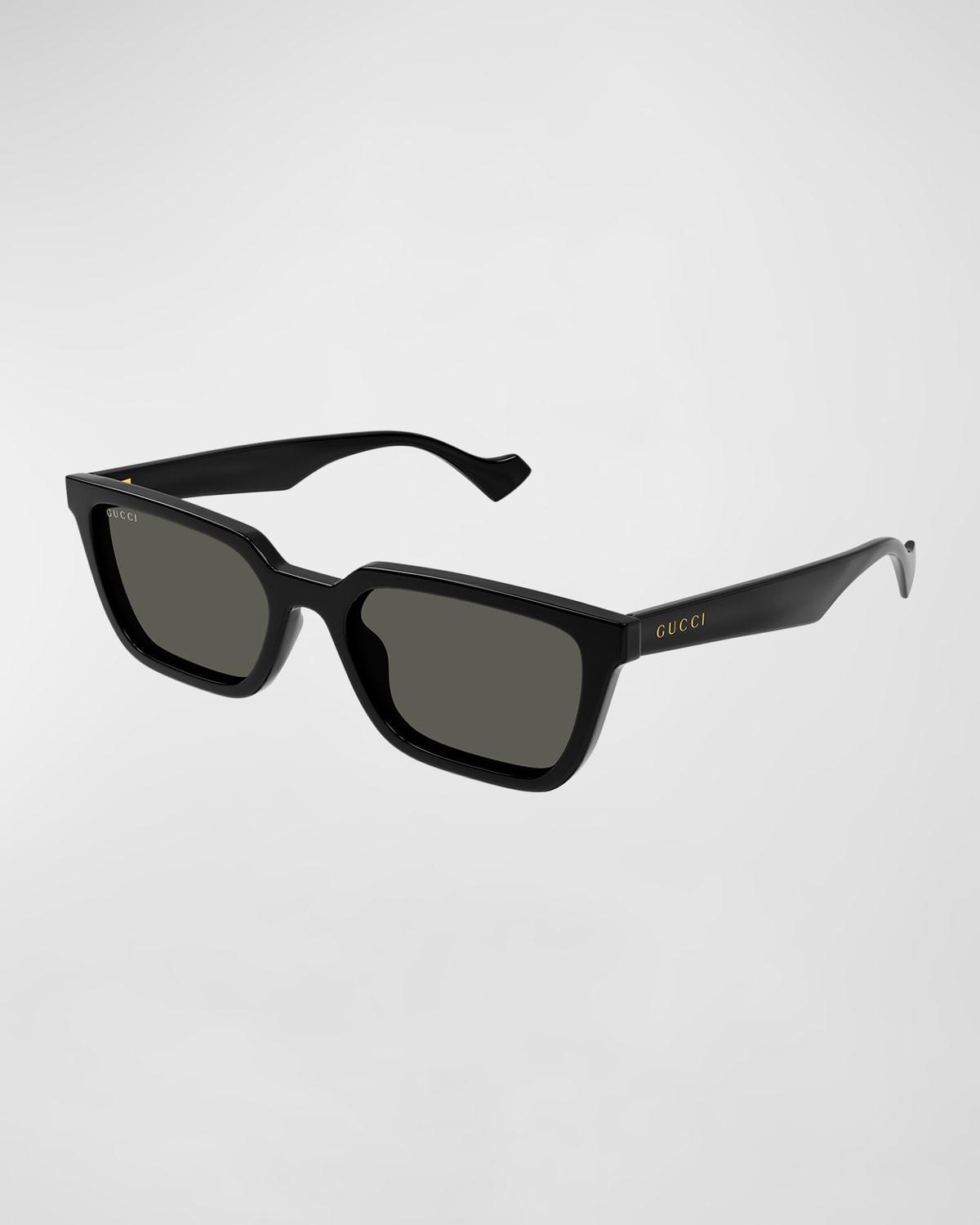 Mens Rectangle Plastic Sunglasses with Logo Detail Product Image