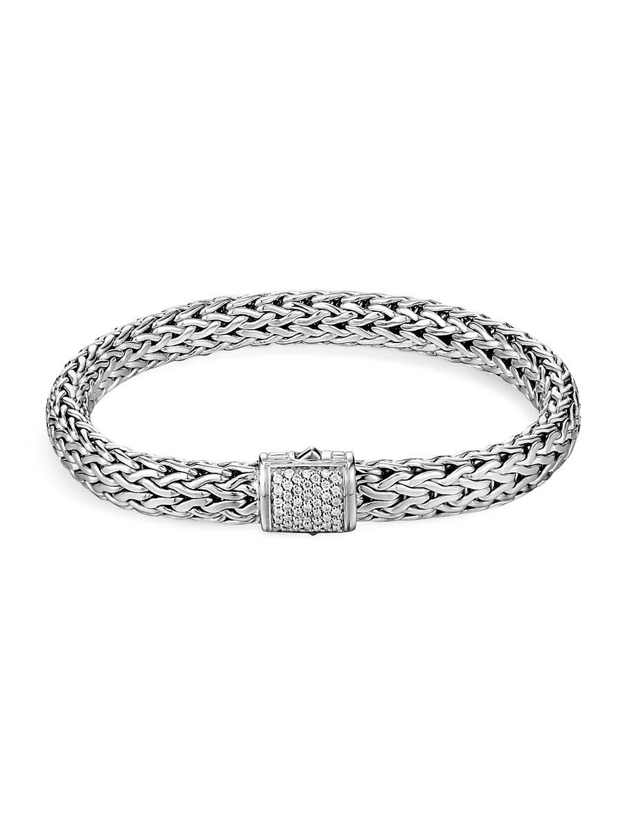 Womens Classic Chain Sterling Silver & 0.24 TCW Diamond Bracelet Product Image