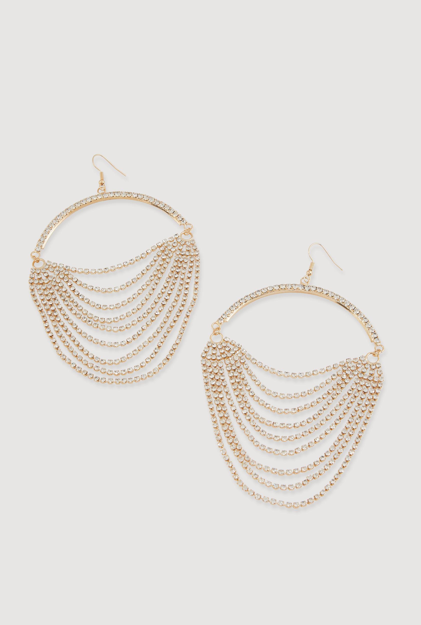Faux Pearl Rhinestone Beaded Layered Necklace with Drop Earrings Male Product Image