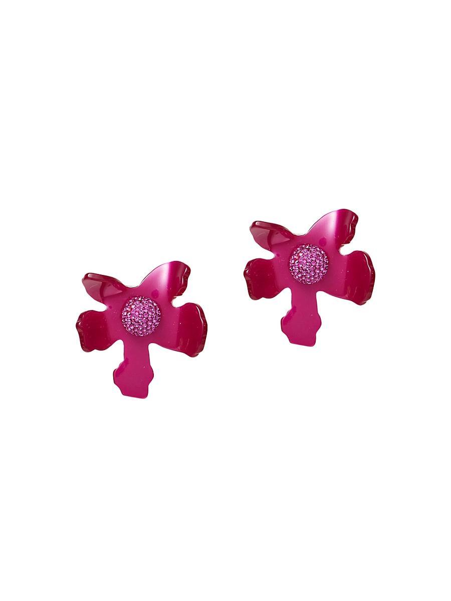 Womens Lily 14K Gold-Plated, Acetate & Crystal Button Earrings Product Image