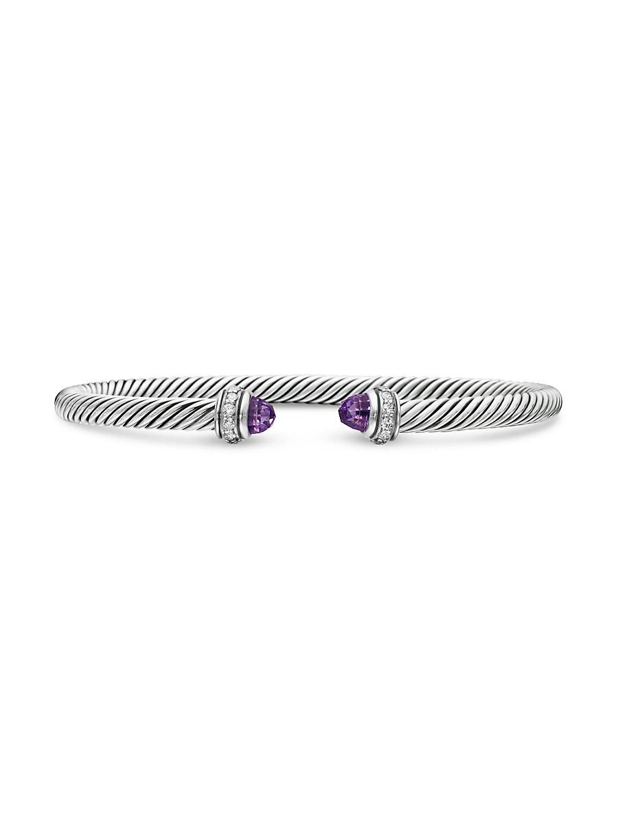 David Yurman Sterling Silver Cable Classic Bracelet with Blue Topaz & Diamonds Product Image