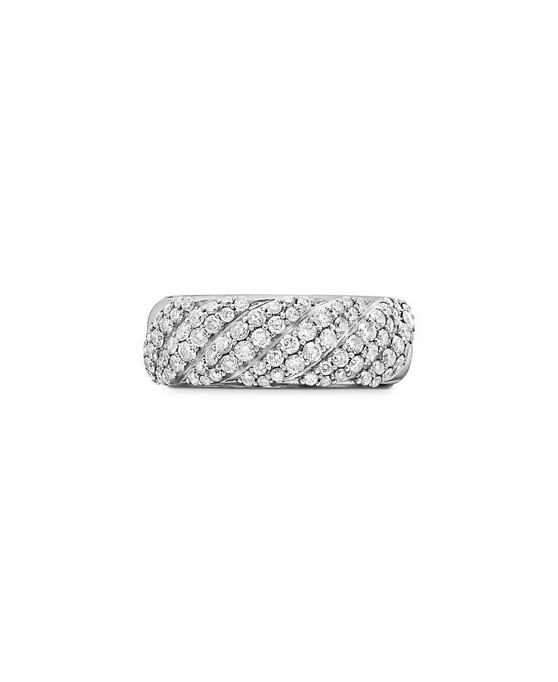 David Yurman Sculpted Cable Band Ring in Sterling Silver with Pave Diamonds Product Image