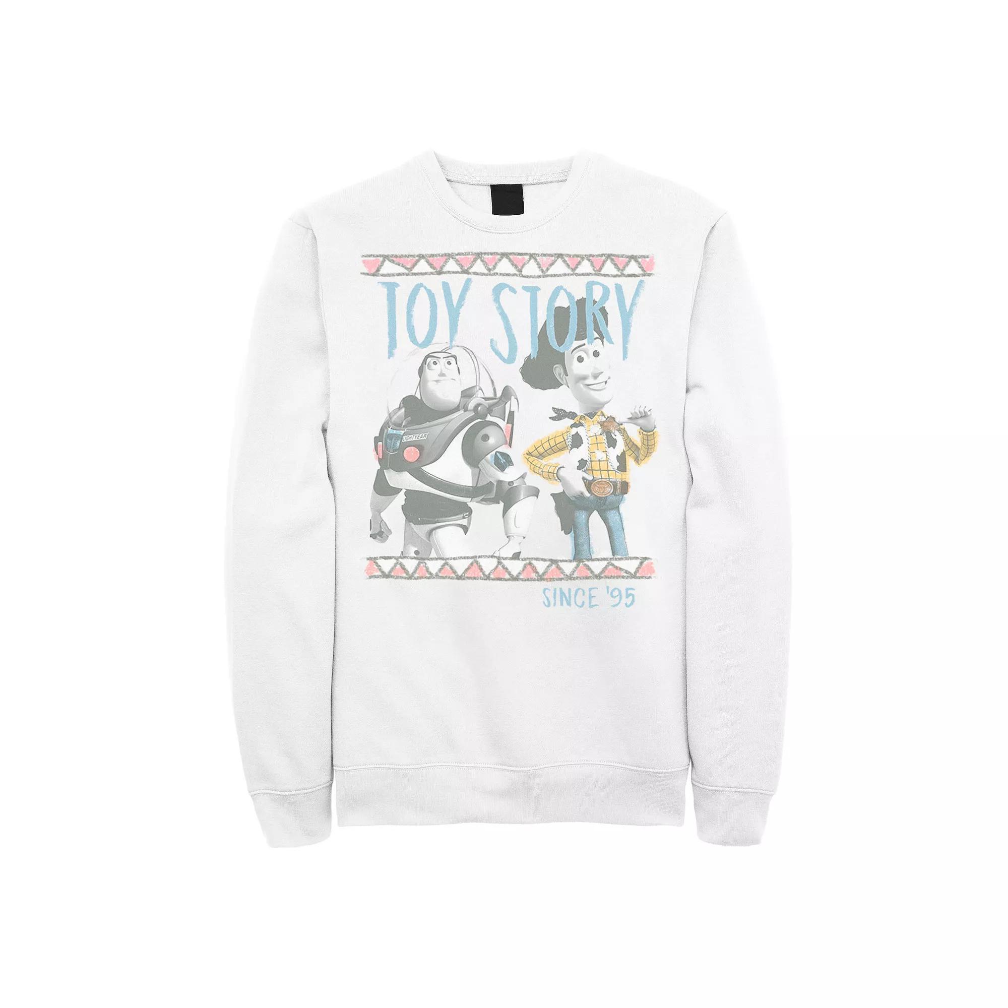Disney / Pixar's Toy Story Buzz Lightyear And Woody Men's Since '95 Sweatshirt, Size: Medium, White Product Image