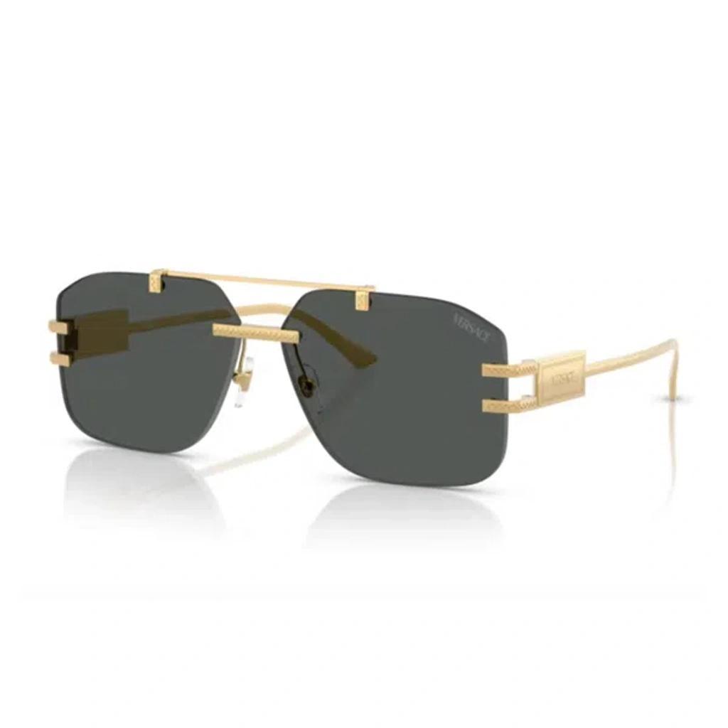 VERSACE 60mm Rectangular Sunglasses In Dark Grey Product Image