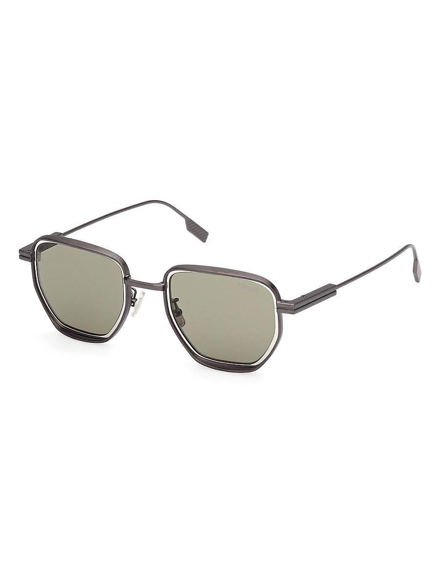 Mens Round Metal and Acetate Sunglasses Product Image