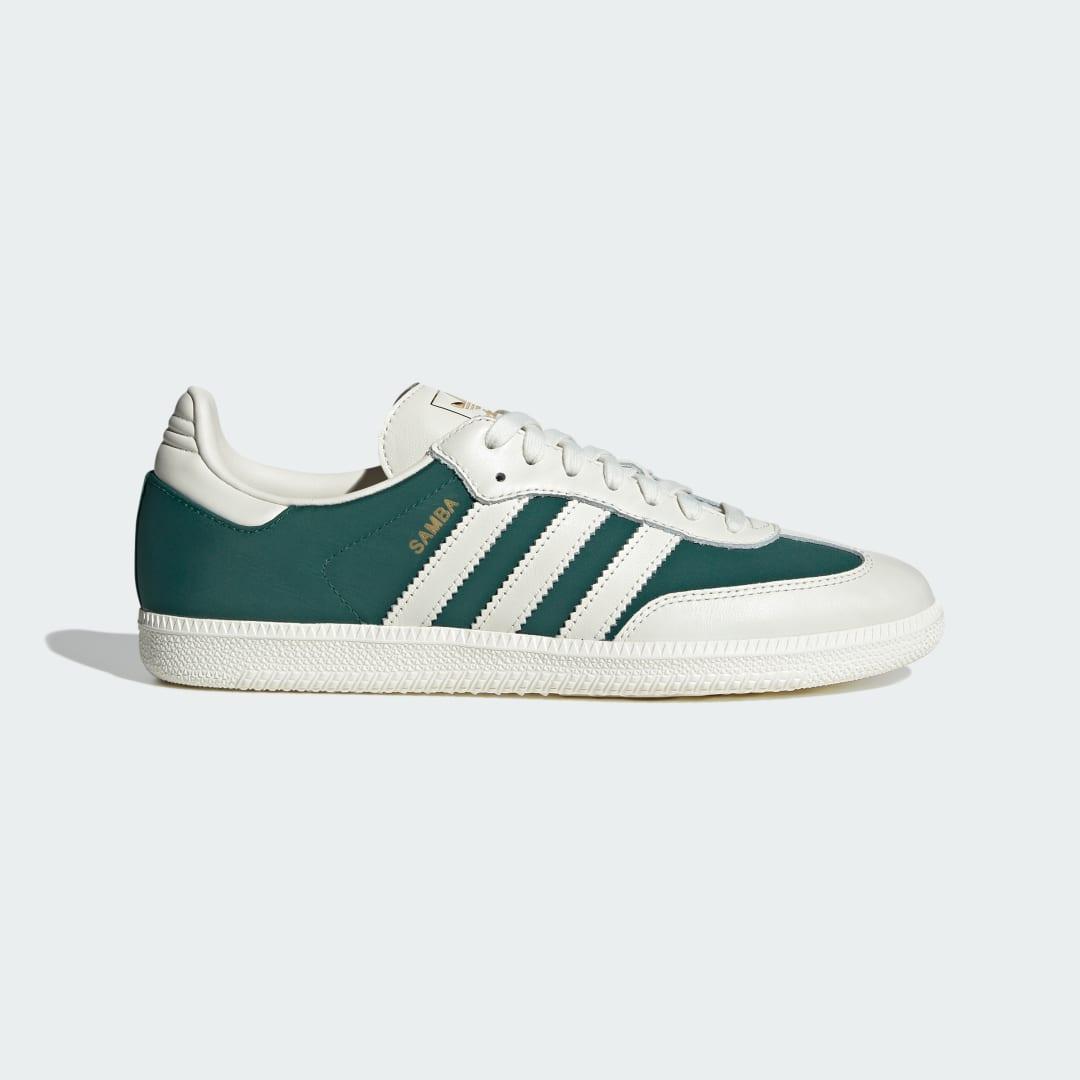 Mens adidas Samba OG Athletic Shoe Off White / Collegiate Green Product Image