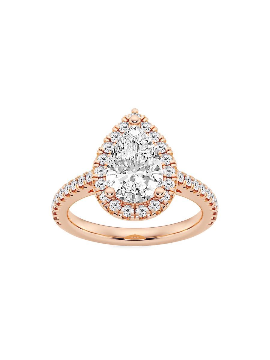 Womens 14K Rose Gold & Pear-Cut Lab-Grown Diamond Halo Ring/1.30-3.60 TCW Product Image