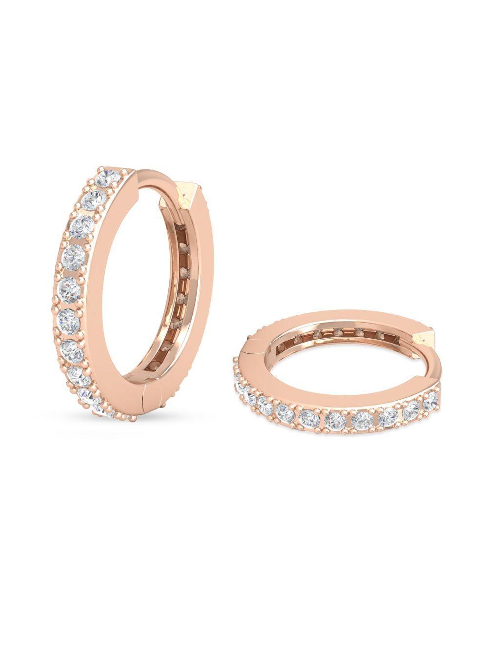 14k recycled gold and diamond huggie earrings Product Image