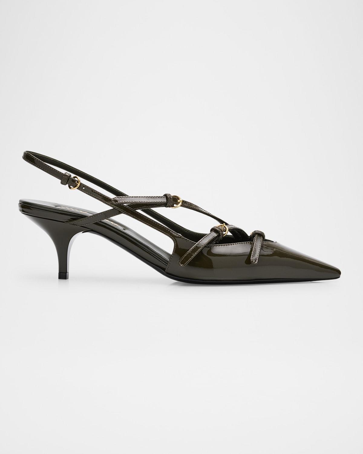 Patent Buckle-Trio Slingback Pumps Product Image