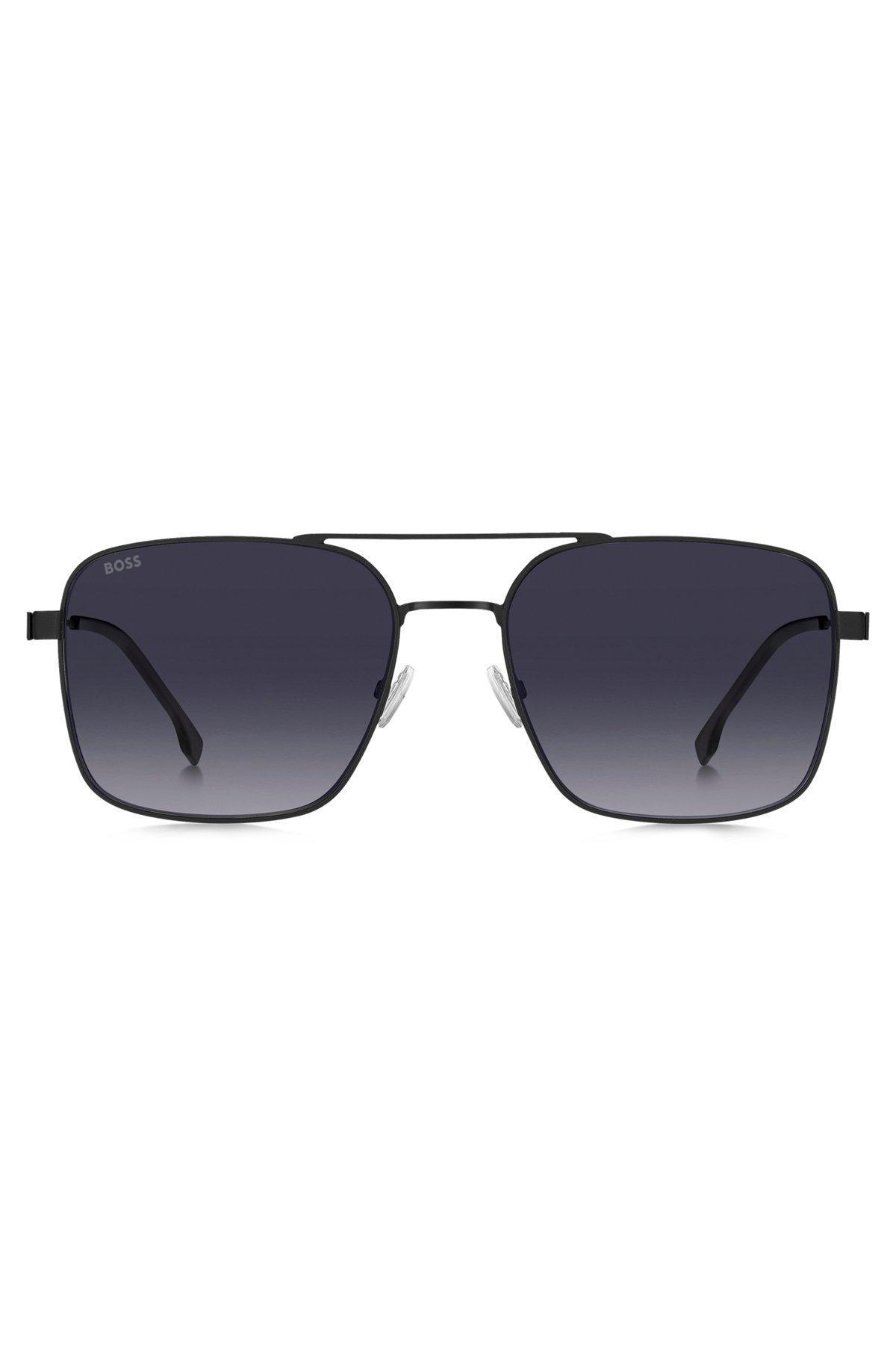 BOSS - Double-bridge sunglasses in black steel Product Image