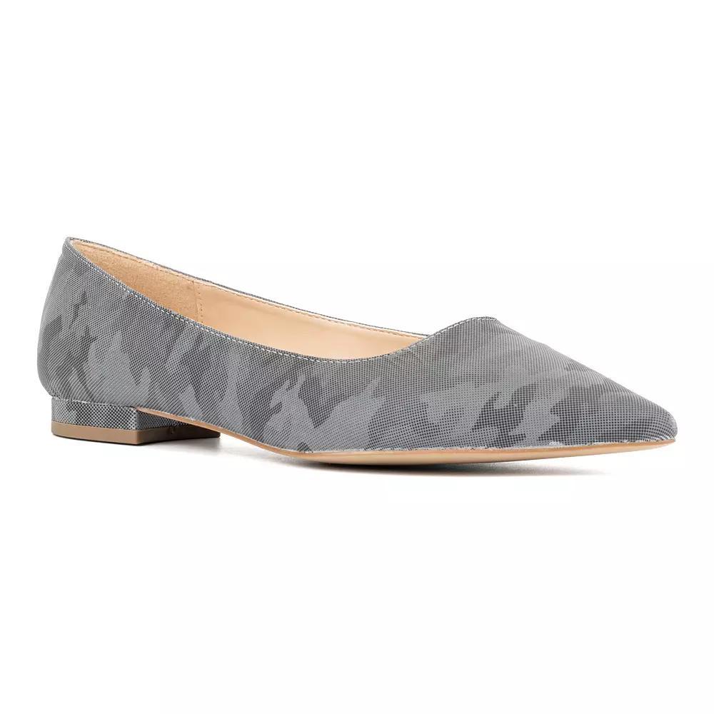 Fashion to Figure Bailey Women's Wide Width Flats, Size: 7 Wide, Silver Reflective Camo Product Image