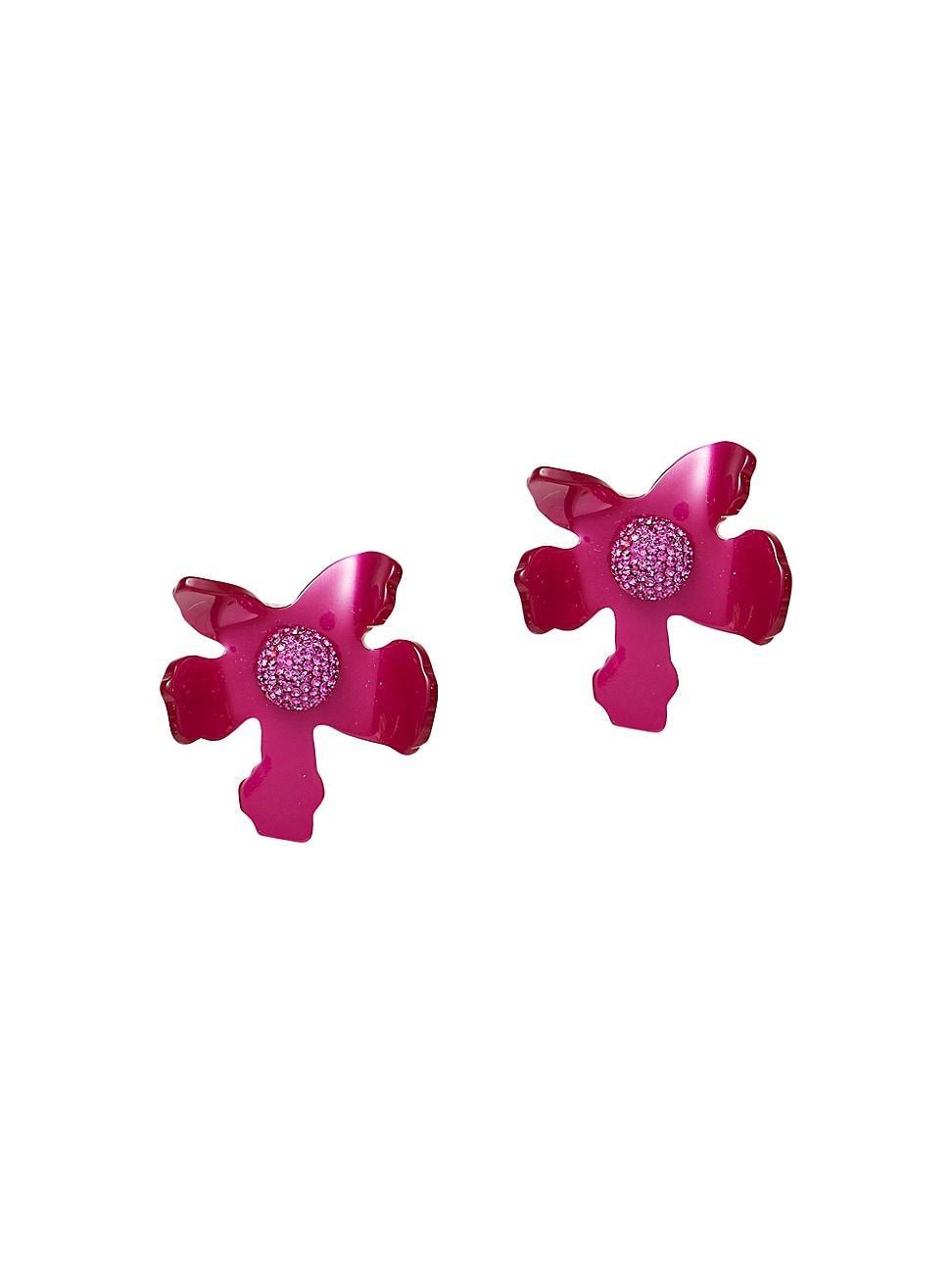 Womens Lily 14K Gold-Plated, Acetate & Crystal Button Earrings Product Image