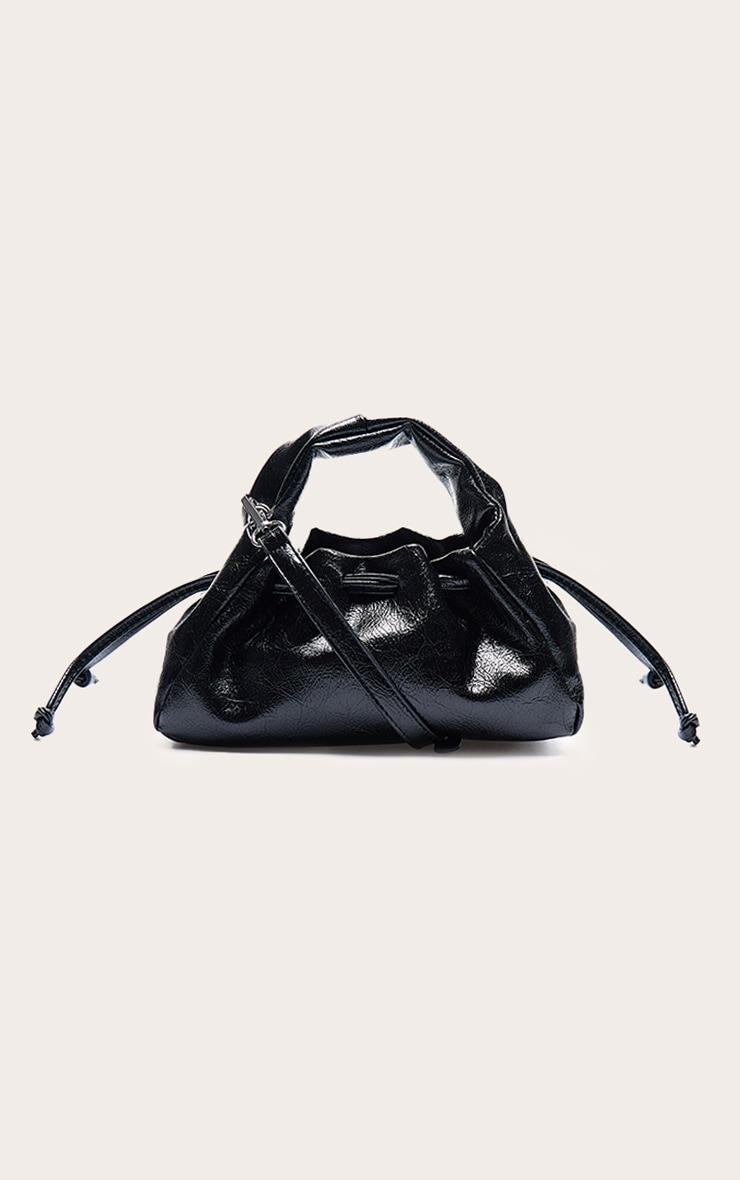 Black PU Drawstring Mini Bag Product Image