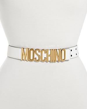 Moschino Womens Logo Buckle Leather Belt Product Image