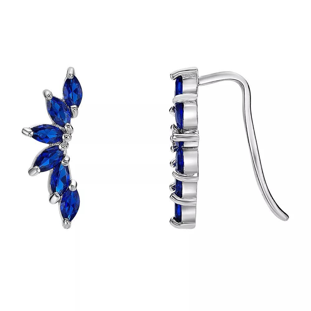 Gemminded Sterling Silver Lab-Created Sapphire Crawler Earrings, Women's Product Image