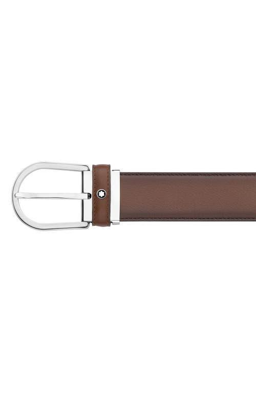Montblanc Mens Horseshoe Shiny & Matte Stainless Steel Pin Buckle Belt Product Image