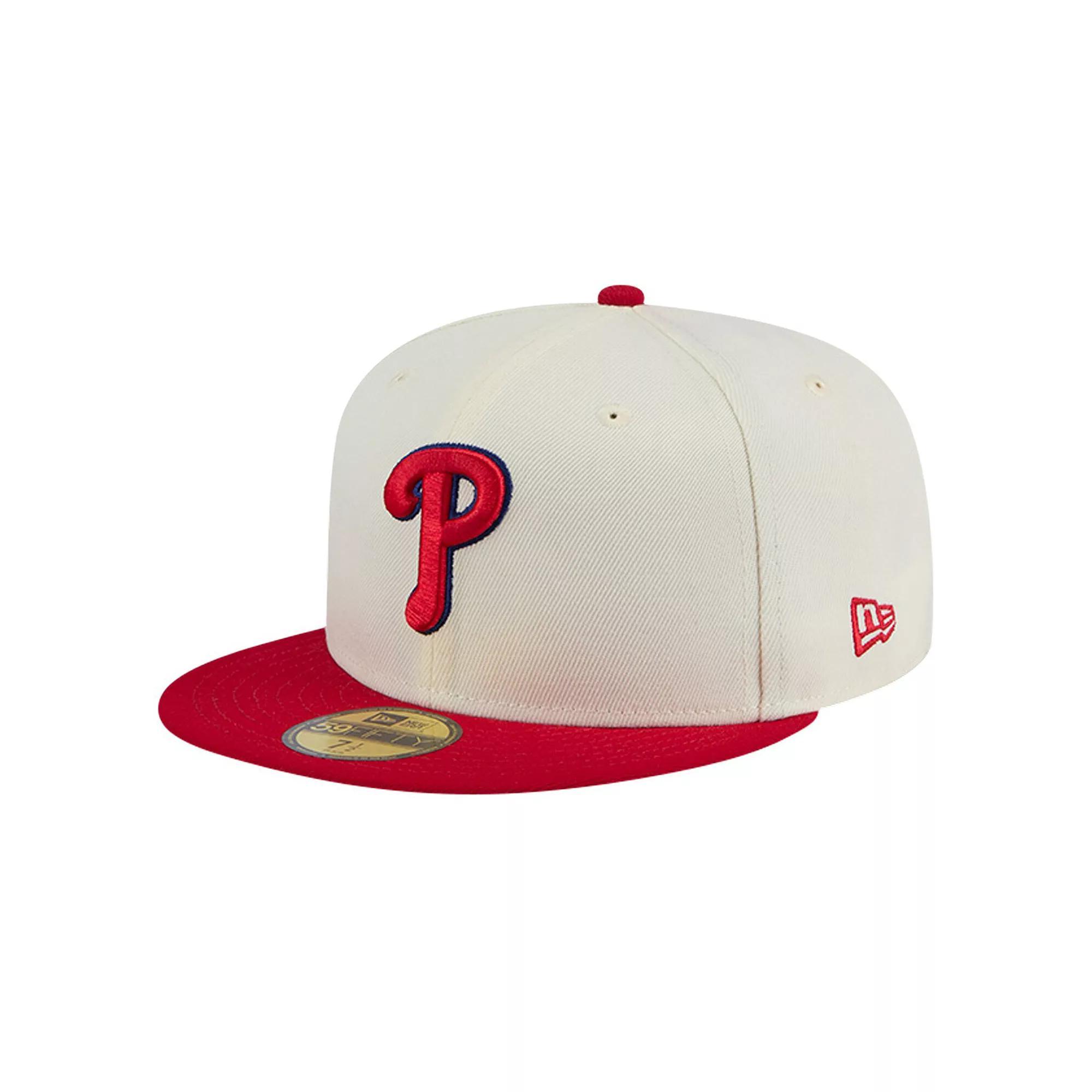 Men's New Era Cream Philadelphia Phillies Evergreen Chrome 59FIFTY Fitted Hat, Size: 7 1/4, Beige Product Image