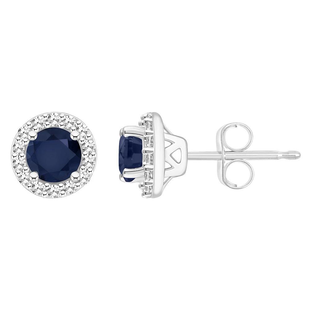 Celebration Gems Sterling Silver Gemstone & 1/5 Carat T.W. Diamond 4mm Halo Stud Earrings, Women's, Green Product Image