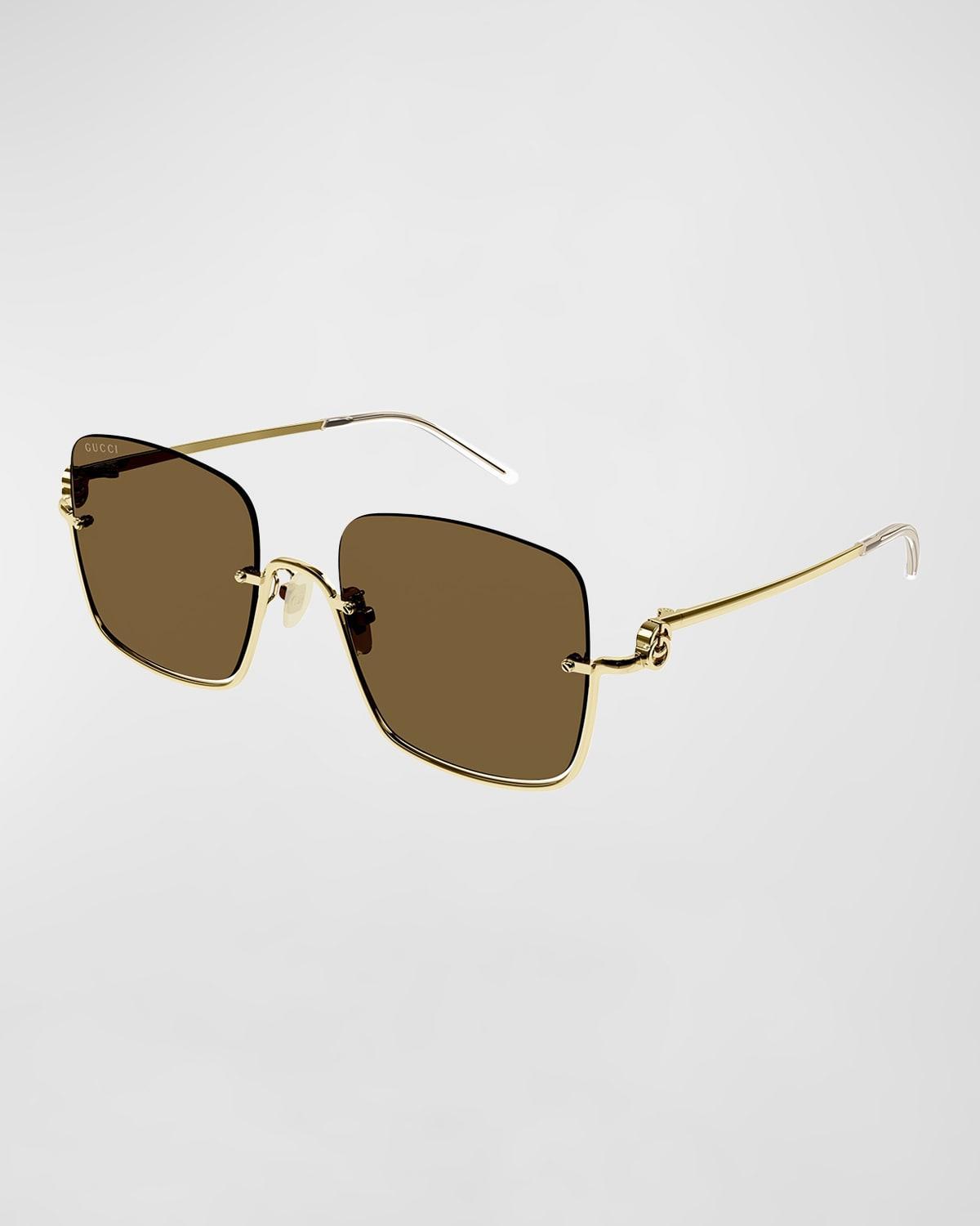 Semi-Rimmed Metal & Acetate Square Sunglasses Product Image