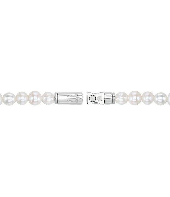 Bulova Men's Freshwater Pearl Beaded Sterling Silver Line Bracelet Product Image