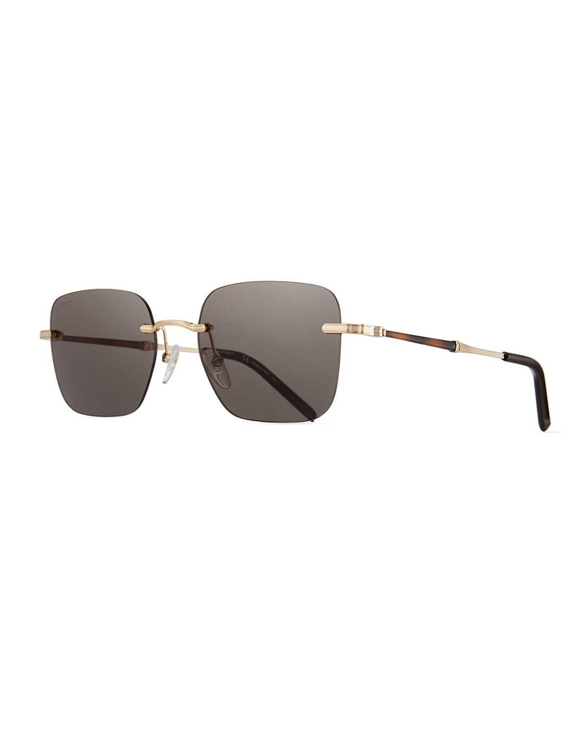 Mens Rimless Square Metal Sunglasses Product Image
