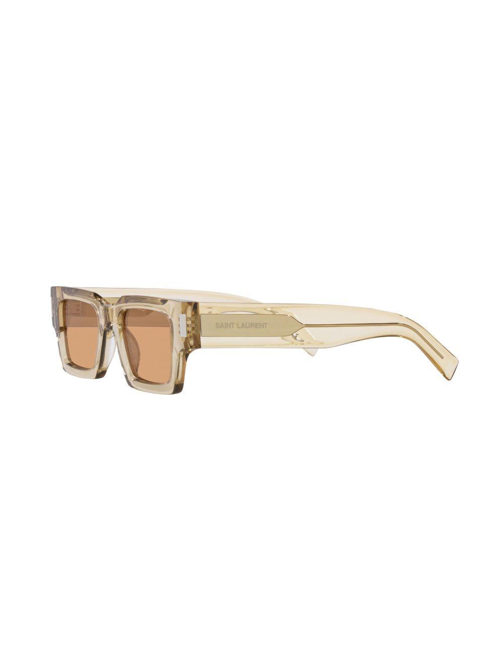 SAINT LAURENT Womens Yellow Ys000468 Rectangle-frame Acetate Sunglasses In Beige Product Image