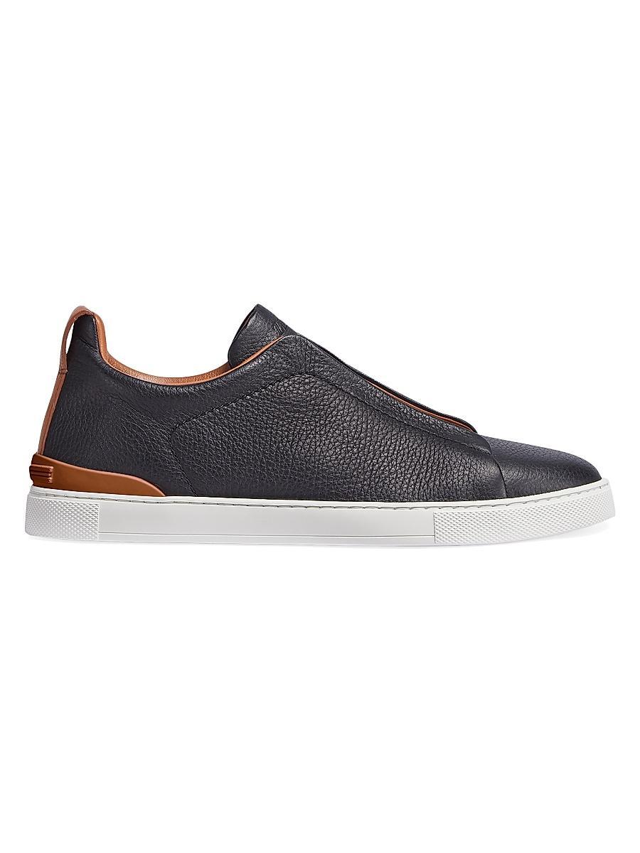 Mens Triple Stitch Deerskin Leather Sneakers Product Image