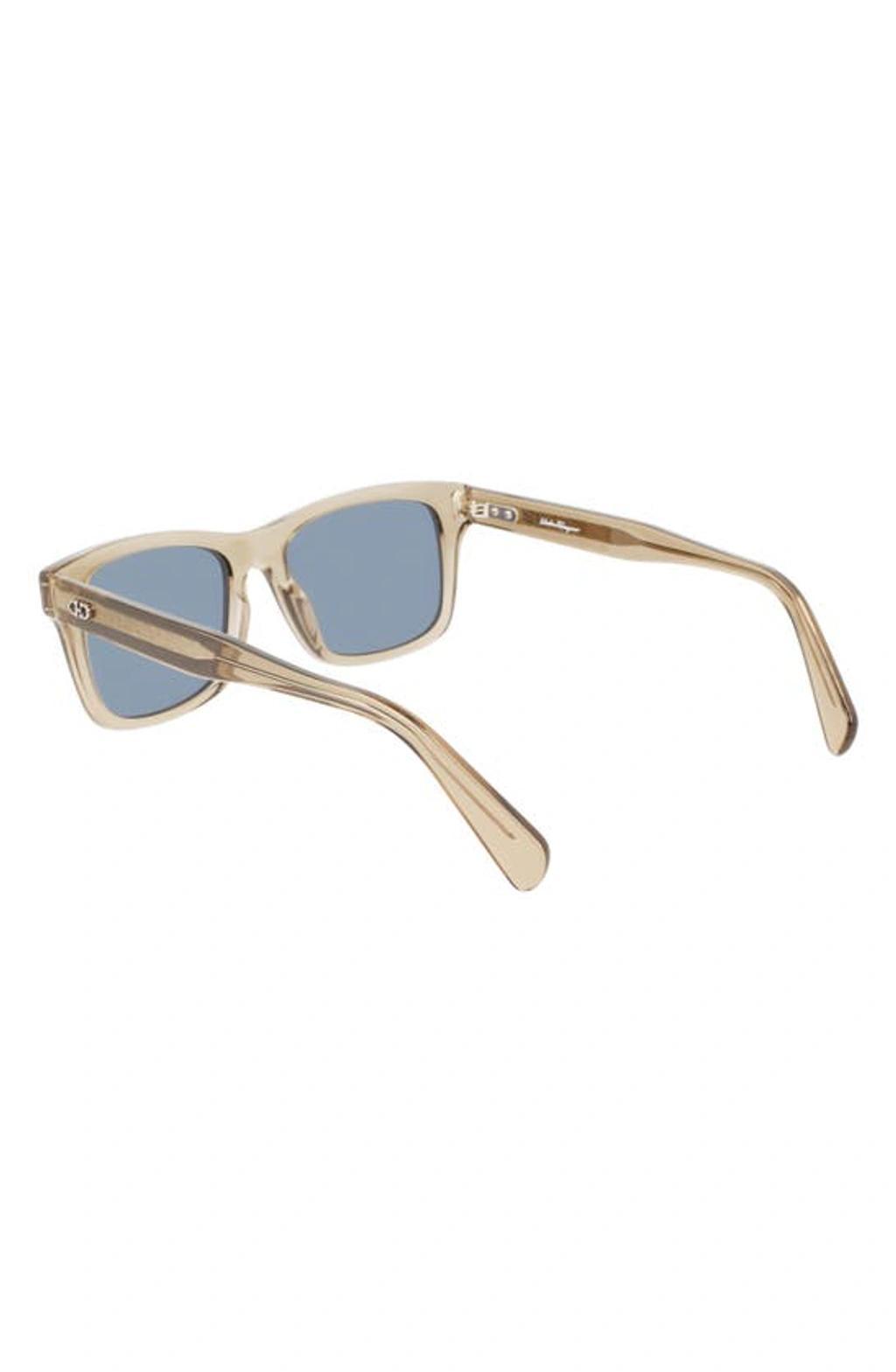 FERRAGAMO Gancini 54mm Rectangular Sunglasses In Transparent Sand Product Image