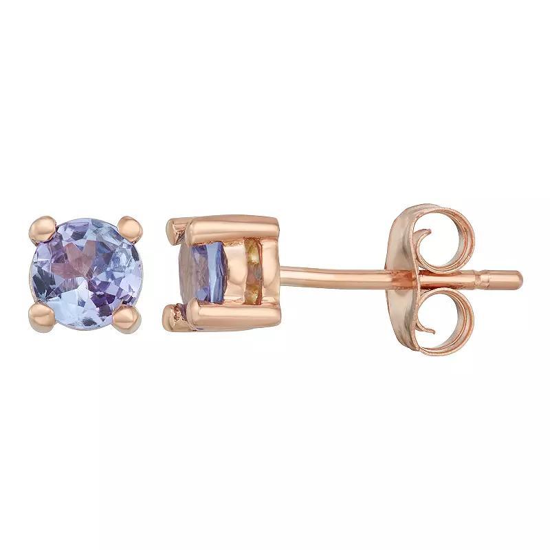 14k Gold Tanzanite Stud Earrings, Womens, Pink Product Image
