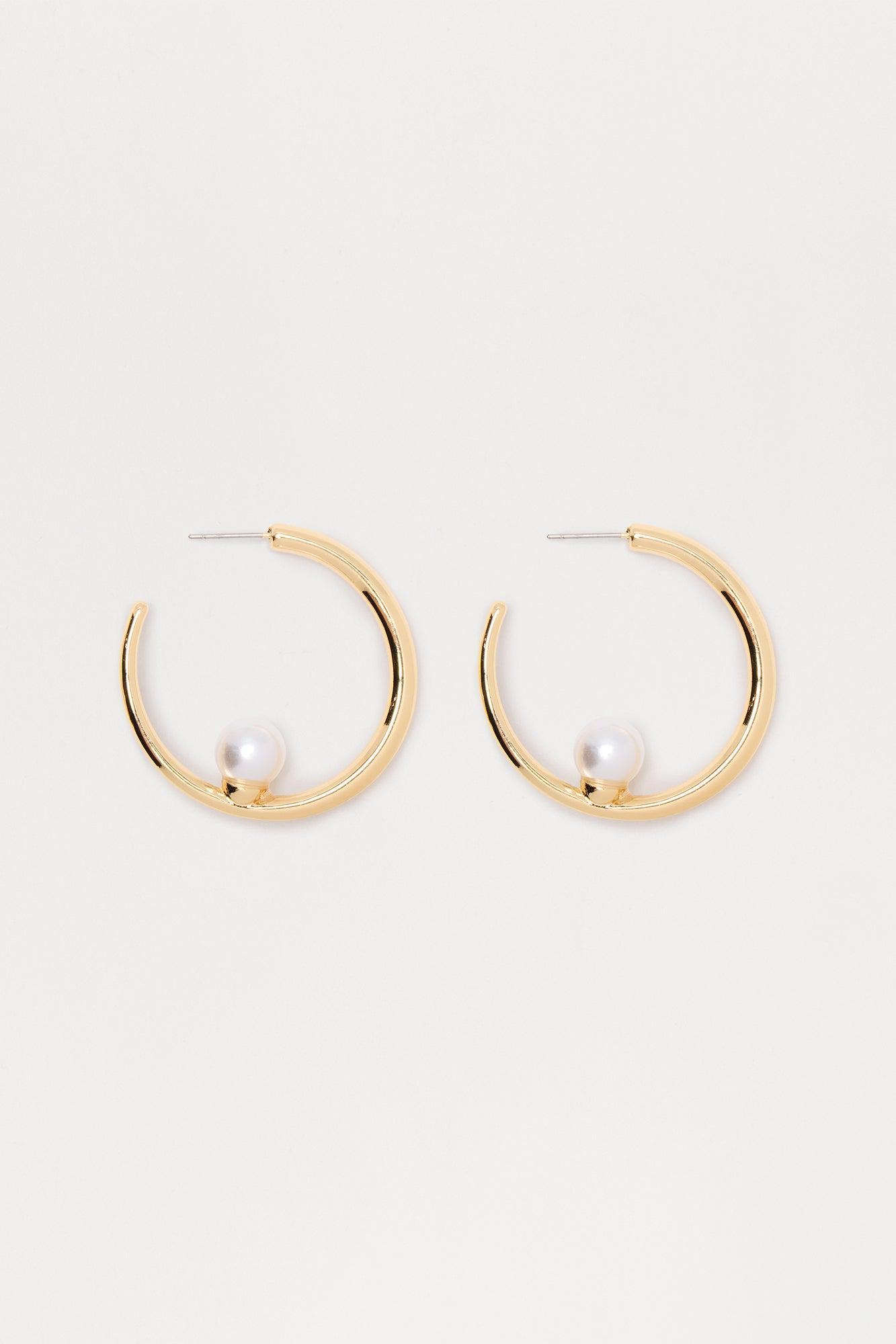 One And Only Pearl Hoop Earrings - Gold Female Product Image