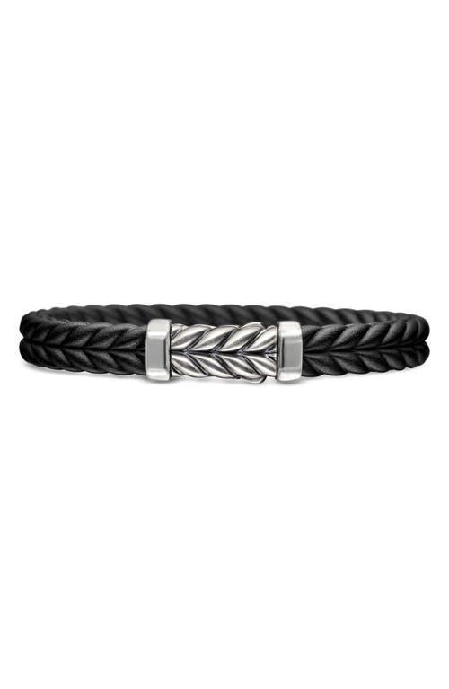 Mens Chevron Bracelet in Black Rubber with Sterling Silver, 9mm Product Image