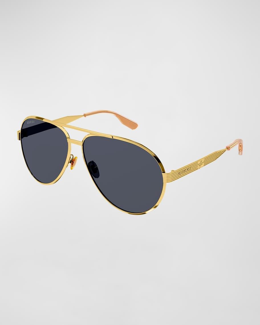 Mens Double-Bridge Metal Aviator Sunglasses Product Image