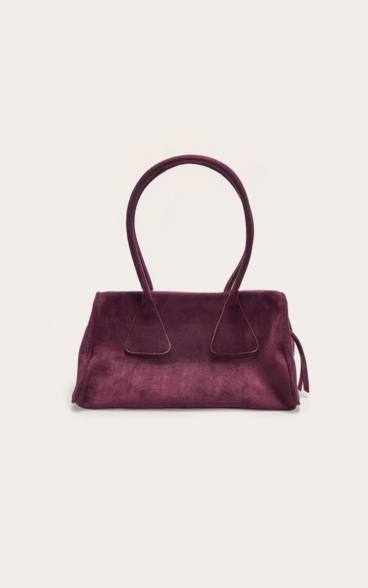 Plum Faux Suede Bowler Bag Product Image