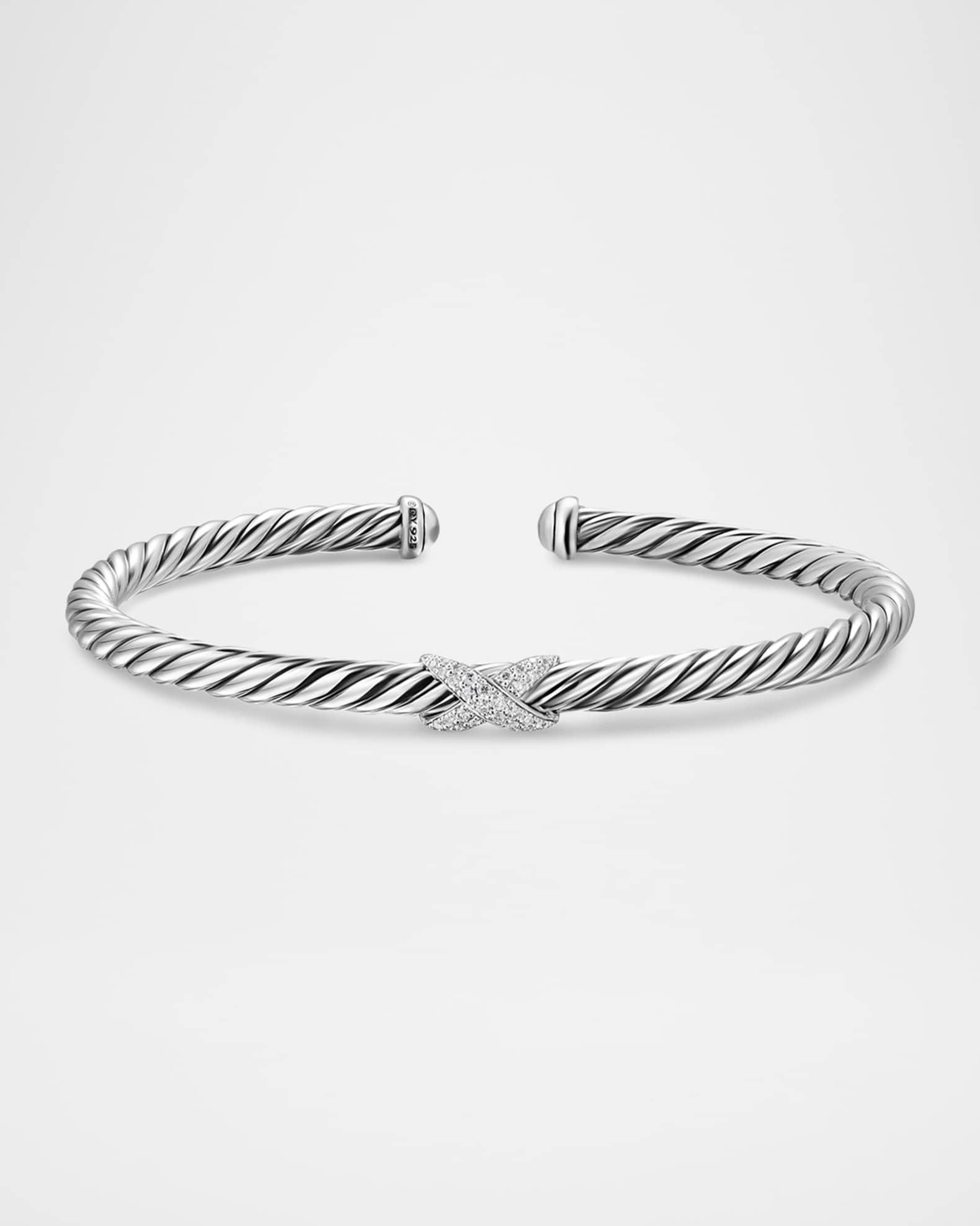 Cable Flex Center Station X Bracelet with Diamonds in Silver, 4mm Product Image