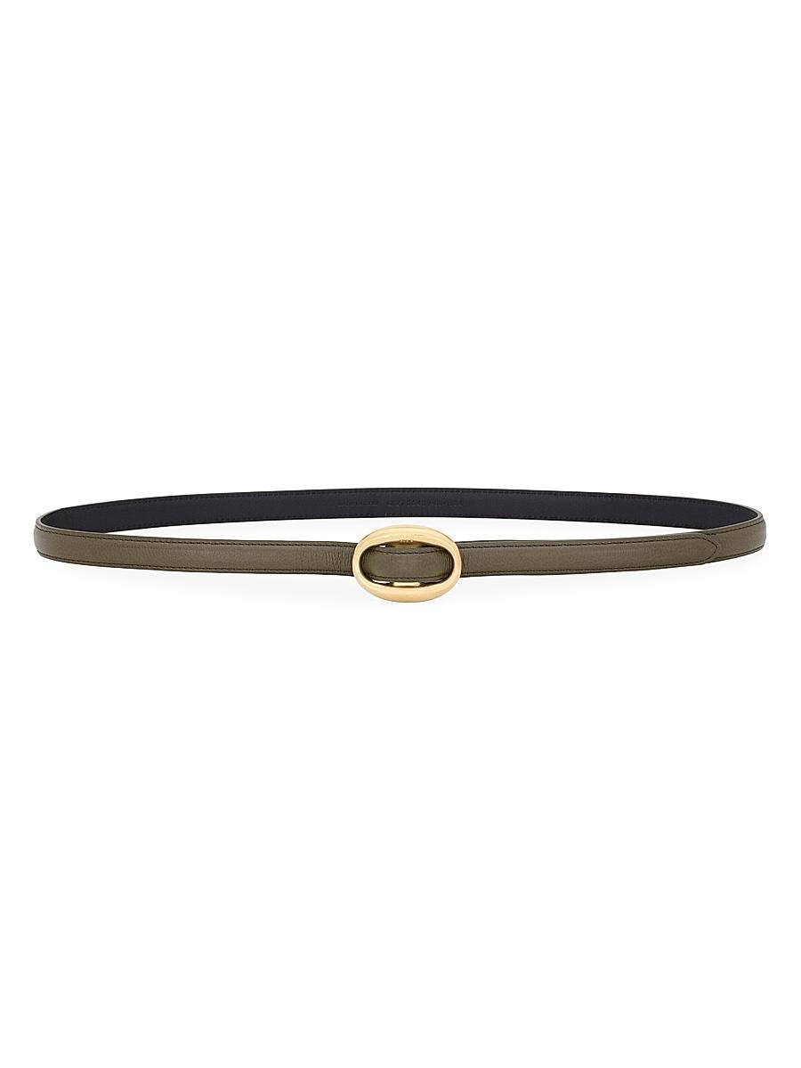 Womens Oval Buckle Thin Belt in Smooth Leather Product Image